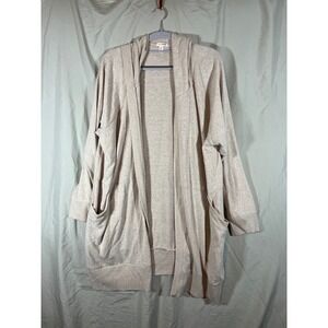 Flirtitude ACTIVE Beige Hooded Open Front Long Sleeve Cardigan Sweater XXL
